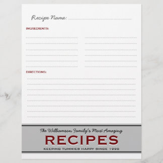 Lámina Insertar de ligador personalizado de recetas de fa