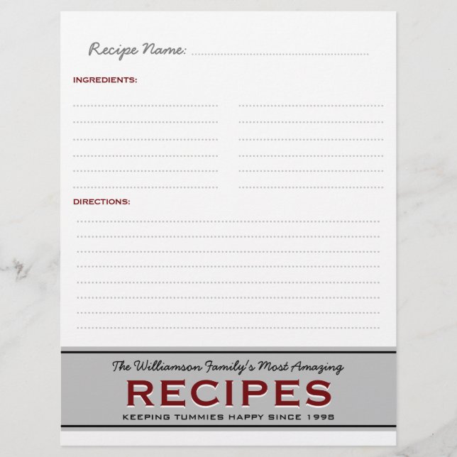 Lámina Insertar de ligador personalizado de recetas de fa (Anverso)