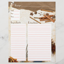 Lámina Insertar receta de canela y especias