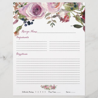 Lámina Insertos de la receta del pulidor floral rosa púrp