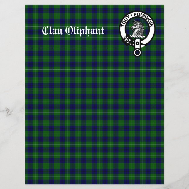 Lámina Insignia de Escudo de Oliphant Clan y papel de cua (Anverso)