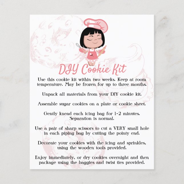 Lámina instrucciones del kit de galletas diy de Pink Lady (Anverso)