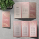 Lámina Instructor de Meditación de Yoga Gold Mandala Tri-<br><div class="desc">Yoga Fitness Studio / Instructor de Meditación / Entrenador personal / Entrenador de vida / Healer / Reiki Master / Masaje Terapia Tri-Fold Brochures Plantilla - Moda moderna Relieve metalizado dorado Faux Símbolos de Mandala Floral sobre fondo de Relieve metalizado dorado rosa.</div>