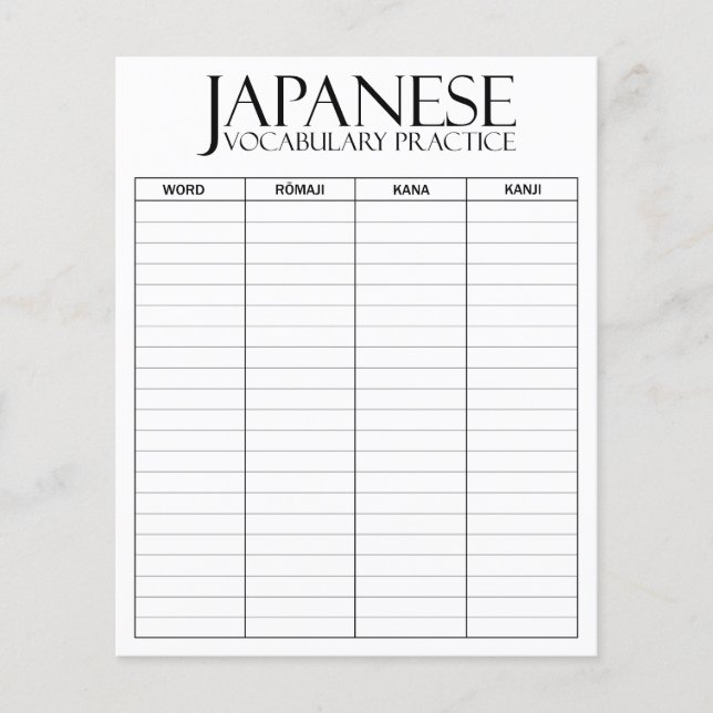 Lámina Internacional > Japonés | Fichas de prácticas de v (Anverso)