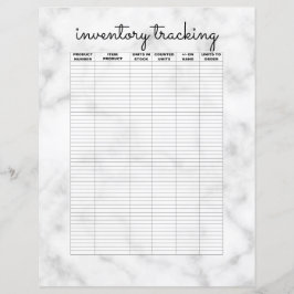 Lámina Inventario simple de negocios de mármol blanco neg