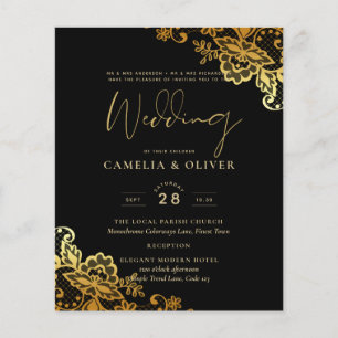 Lámina Inversión de Bodas de encaje de oro negro