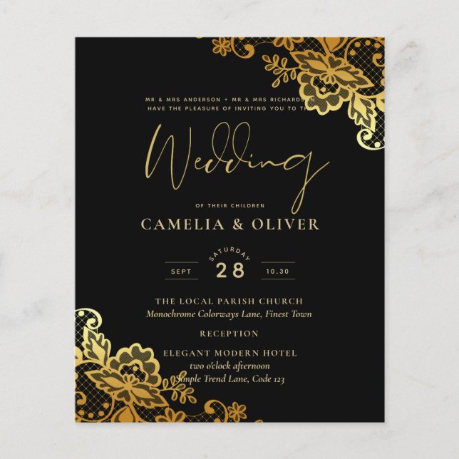 Lámina Inversión de Bodas de encaje de oro negro (Anverso)