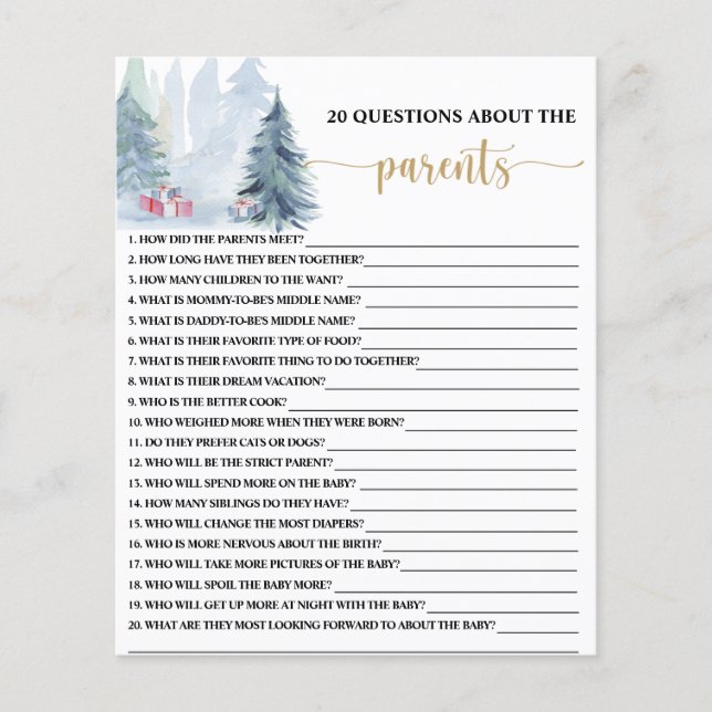 Lámina invierno azul 20 Preguntas sobre el juego de los p (Anverso)