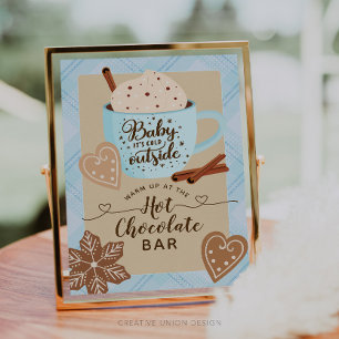 Lámina Invierno de chocolate caliente Baby Shower Boy Coc