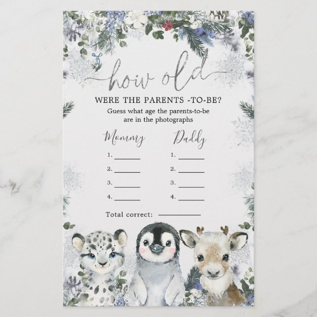 Lámina Invierno de los animales del Ártico en Tierra del  (Anverso)