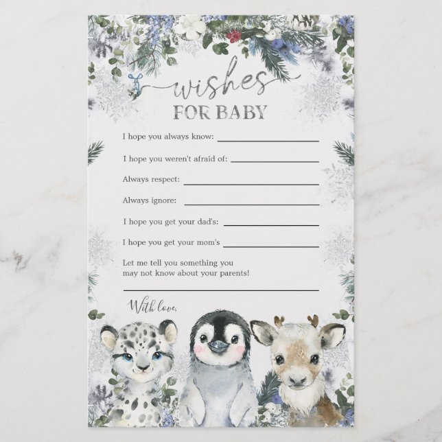 Lámina Invierno de los animales del Ártico: los deseos de (Anverso)