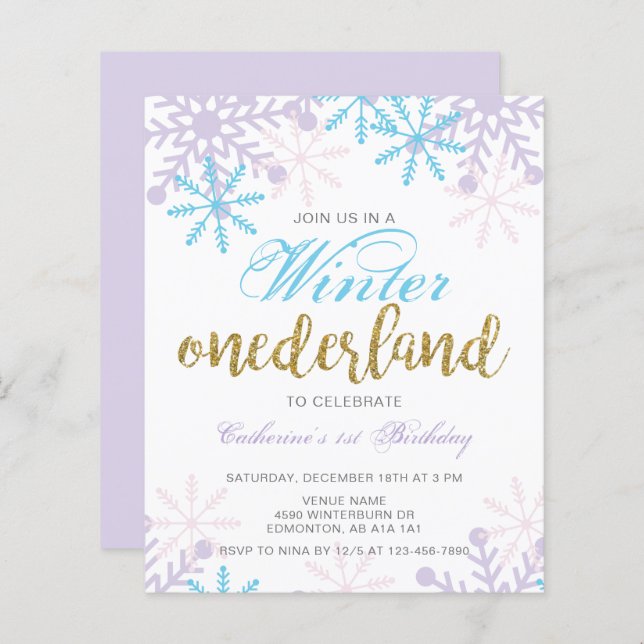 Lámina Invierno Presupuestario Onederland Primer cumpleañ (Anverso / Reverso)