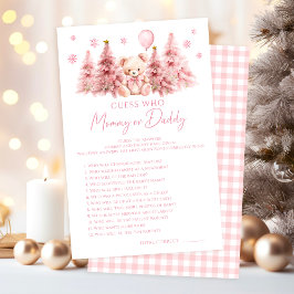 Lámina Invierno rosa Teddy Bear juego de mamá o papá bebé