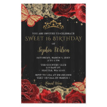 Invitación 16 de Budget Red Roses Black Gold Sweet