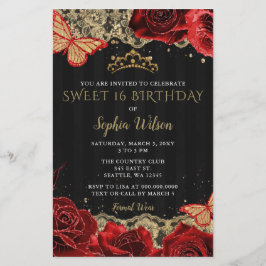 Lámina Invitación 16 de Budget Red Roses Black Gold Sweet