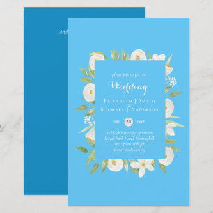 Lámina Invitación A9 a la boda de Aqua Sky Floral Blue Fl