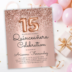 Lámina Invitación a 15º cumpleaños del Rosa de presupuest