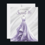 Lámina Invitación a 16 Budget Silver Purple Vestido Dulce<br><div class="desc">Invitación de cumpleaños 16 a la presentación de la salsa de espuma púrpura de plata de presupuesto</div>