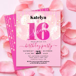 Lámina Invitación a 16 globos de Purpurina rosado de pres<br><div class="desc">"Feliz dulce 16". Envíe esta impresionante, sencilla, festiva, moderna, personalizada invitación para una fiesta que recordar. Tipografía negrita, gráfica, negra y escritura manuscrita superponen un purpurina rosa caliente "16", globos rosados y luces de cuerda brillantes doradas en un fondo rosa claro suave. Personalice el texto del personalizado con el nombre...</div>
