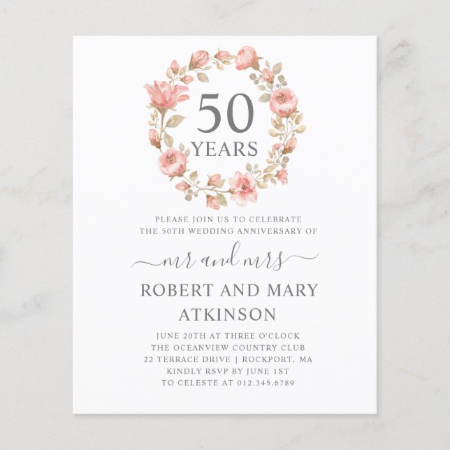 Lámina Invitación a 50 Aniversario de la Floral Rosa del  (Anverso)