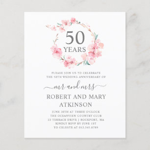 Lámina Invitación a 50 años del Budget Pink Cherry Blosso