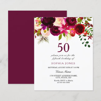 Lámina Invitación a 50 cumpleaños del presupuesto de las