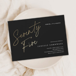 Lámina Invitación a 75 cumpleaños de Budget Black and Gol