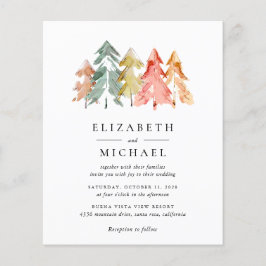 Lámina Invitación a acuarela de pinos rústicos presupuest