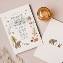 Invitación a animales de Woodland de Baby Shower c