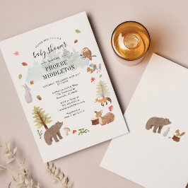 Lámina Invitación a animales de Woodland de Baby Shower c