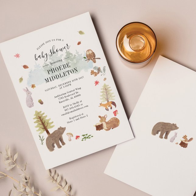 Lámina Invitación a animales de Woodland de Baby Shower c (Subido por el creador)