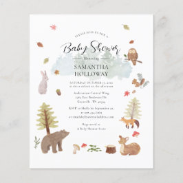 Lámina Invitación a animales de Woodland de Baby Shower c