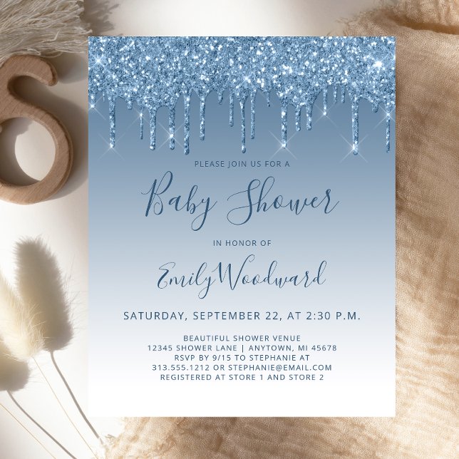 Lámina Invitación a Baby Shower azul del Purpurina de pre (Subido por el creador)