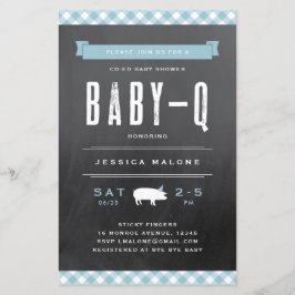 Lámina Invitación a Baby Shower BBQ Blue Co-ed para bebé 