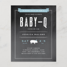 Lámina Invitación a Baby Shower BBQ Blue Co-ed para bebé 