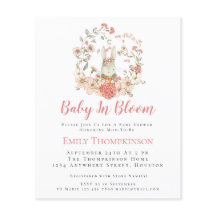 Invitación a Baby Shower Chica de conejito en Bloo