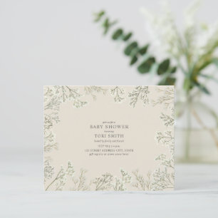 Lámina Invitación a Baby Shower con flores de aliento par