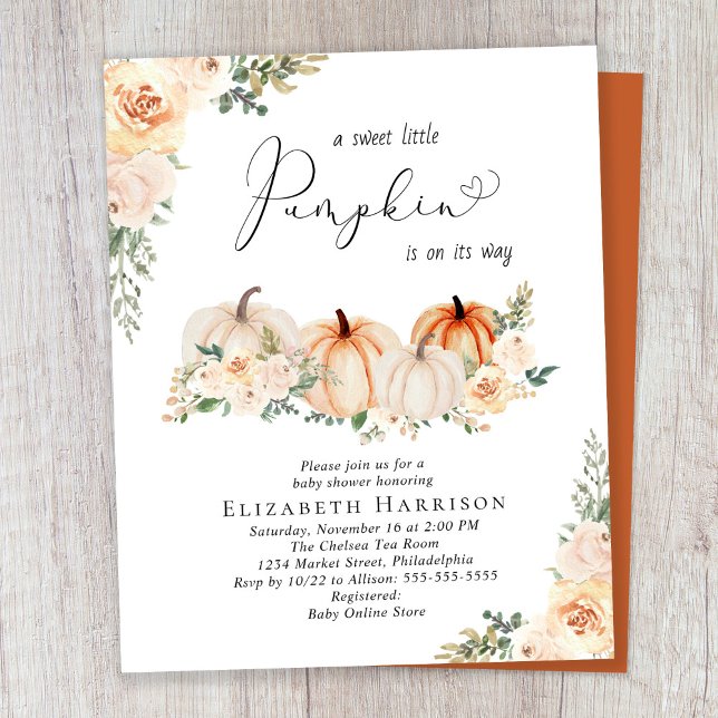 Lámina Invitación a Baby Shower con flores de calabaza de (Subido por el creador)