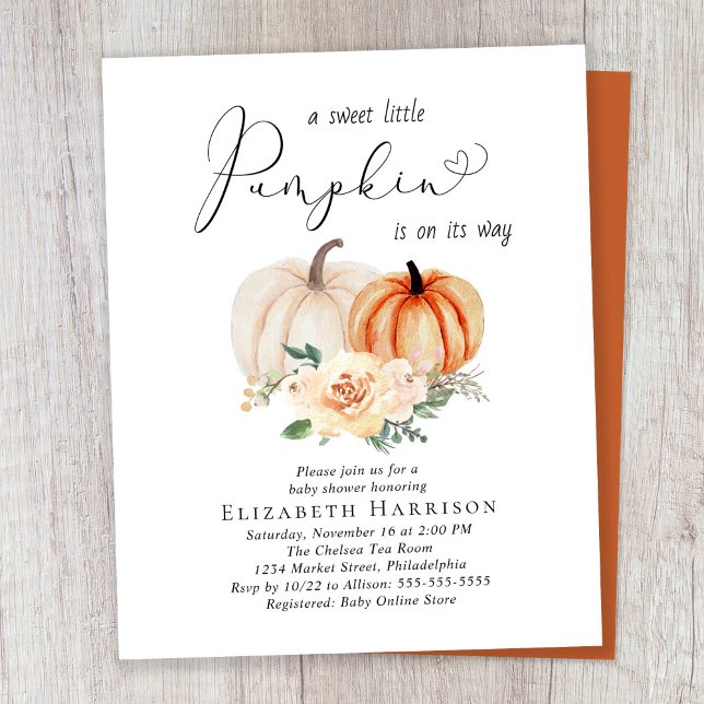 Lámina Invitación a Baby Shower con flores de calabaza pe (Subido por el creador)