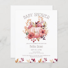 Invitación a Baby Shower con flores de calabaza ro