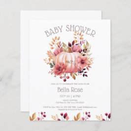 Lámina Invitación a Baby Shower con flores de calabaza ro