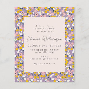 Lámina Invitación a Baby Shower con flores de primavera p