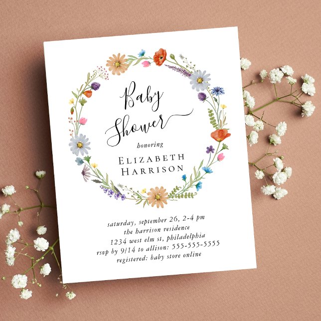 Lámina Invitación a Baby Shower con flores del Boho de pr (Subido por el creador)