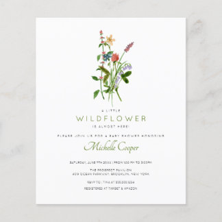 Lámina Invitación a Baby Shower con flores silvestres de