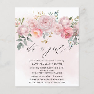 Lámina Invitación a Baby Shower con florido de Rubor de p