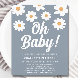 Lámina Invitación a Baby Shower Daisy Blue de presupuesto