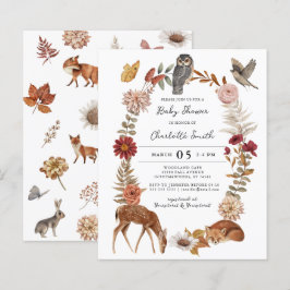 Lámina Invitación a Baby Shower de animales forestales de