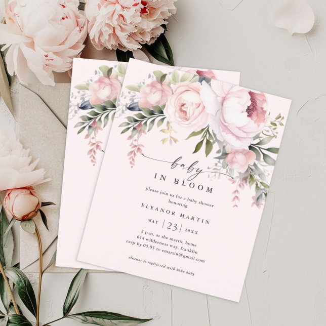 Lámina Invitación a Baby Shower de Baby in Bloom Floral B (Subido por el creador)