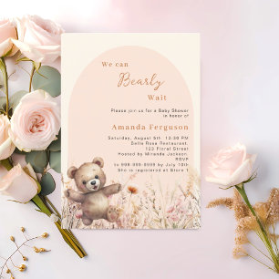 Lámina Invitación a Baby Shower de Bearly wait wildflower
