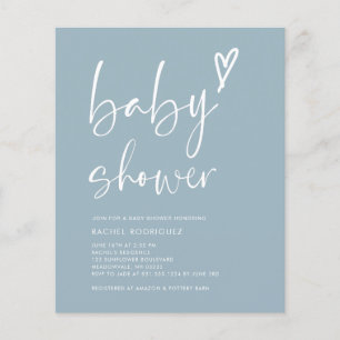 Lámina Invitación a Baby Shower de Boho Dusty Blue Boy